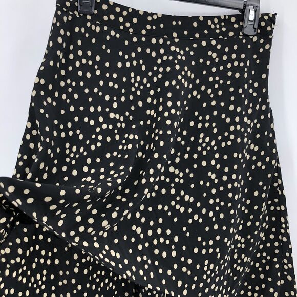 Forever 21 Sz M Black Hi Lo Skirt Polka Dots Lined Silky Lightweight Juniors - Picture 3 of 8